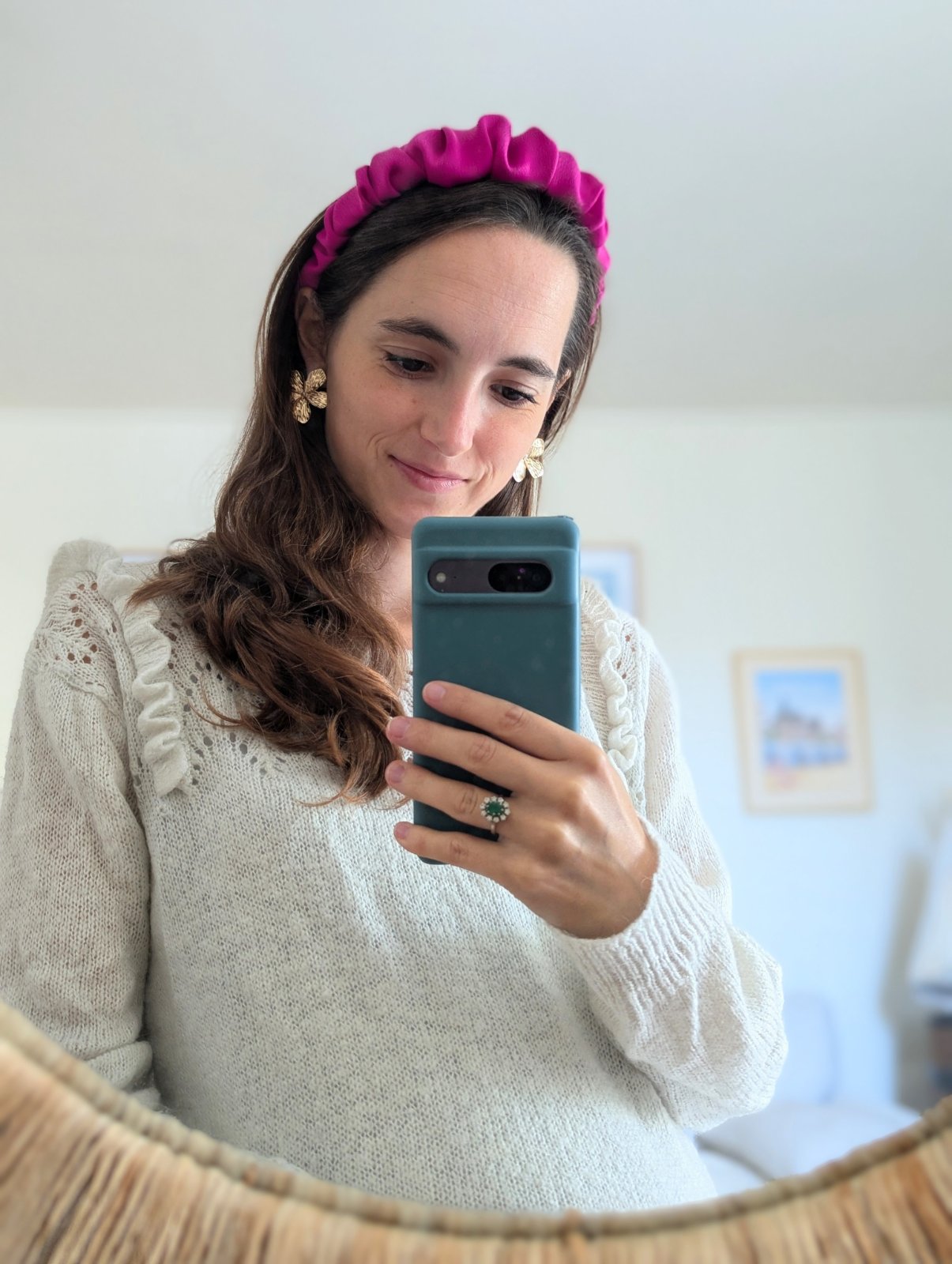 Serre-tête plissé fuschia, photo 3