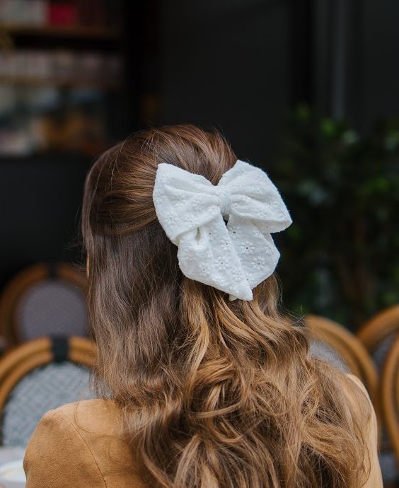 Noeud coton brodé Blanche, photo 1